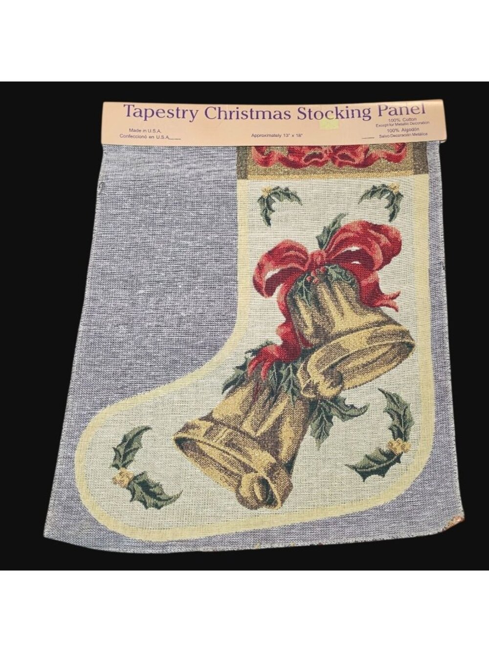 Vintage Olde Greensborough Tapestry Christmas Stocking Fabric Panel NOS USA
